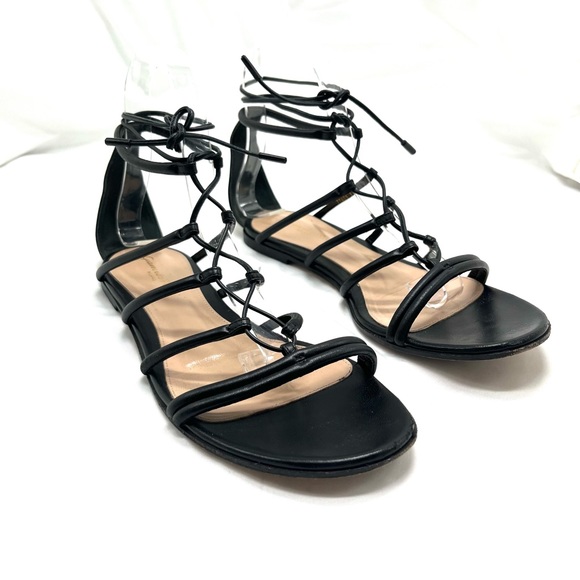 Gianvito Rossi Black Leather Strappy tie up wrap up sandal size 7 - Picture 3 of 10